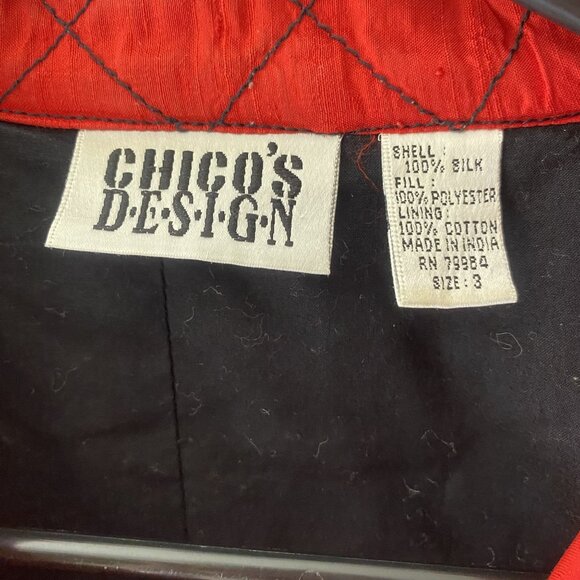Chicos‎ Design Silk Quilted Jacket Womens Size 3 (XL) Zip Up Pockets Lined - Picture 2 of 13